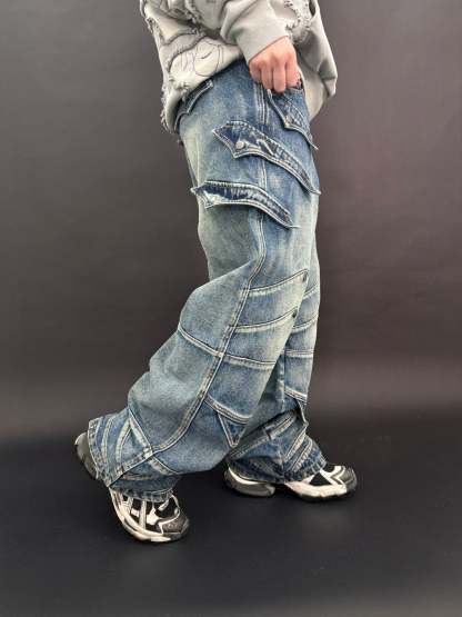 "WINTER ARMOR" Blue Cargo Pants-IYAMIUIO