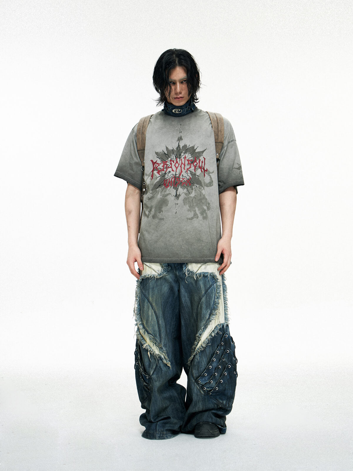 Personsoul Graphic Print Oversized T-Shirt-IYAMIUIO