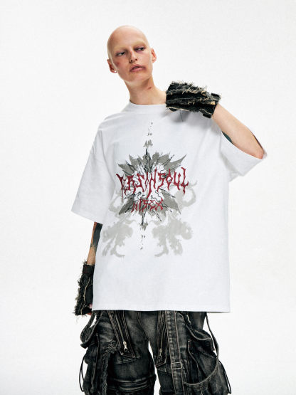 Personsoul Graphic Print Oversized T-Shirt-IYAMIUIO