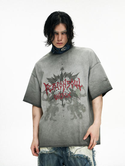 Personsoul Graphic Print Oversized T-Shirt-IYAMIUIO