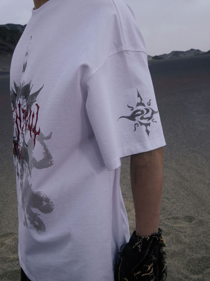 Personsoul Graphic Print Oversized T-Shirt-IYAMIUIO