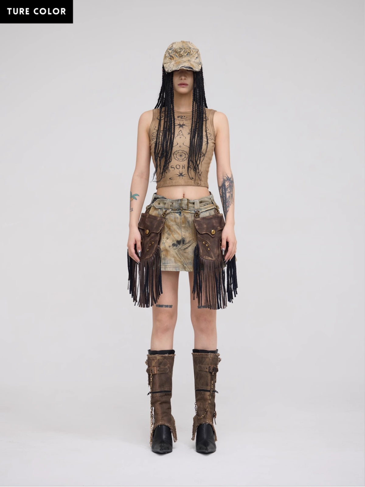 Personsoul Totem-Inspired Cropped Tank Top-IYAMIUIO