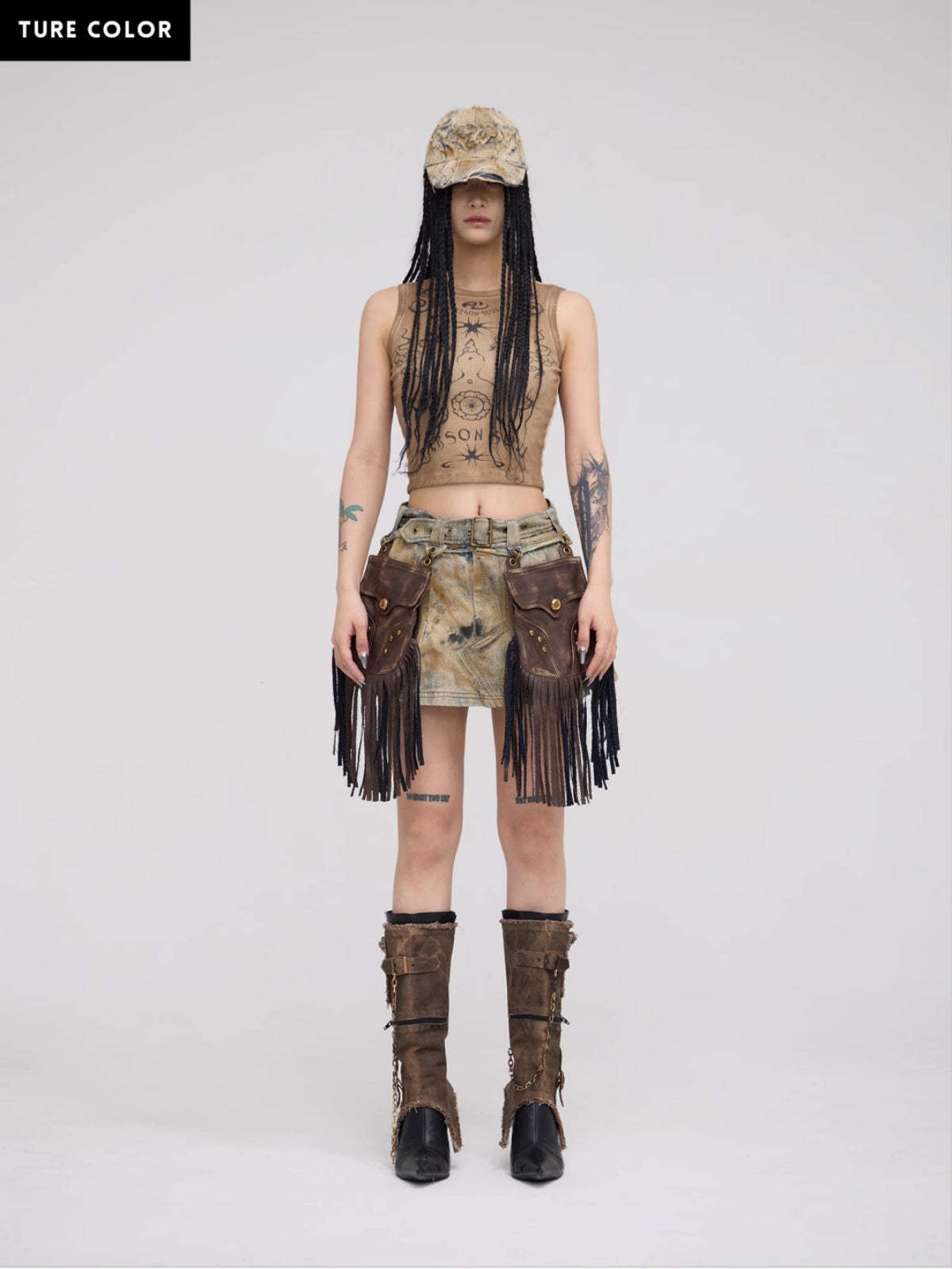 Personsoul Totem-Inspired Cropped Tank Top-IYAMIUIO