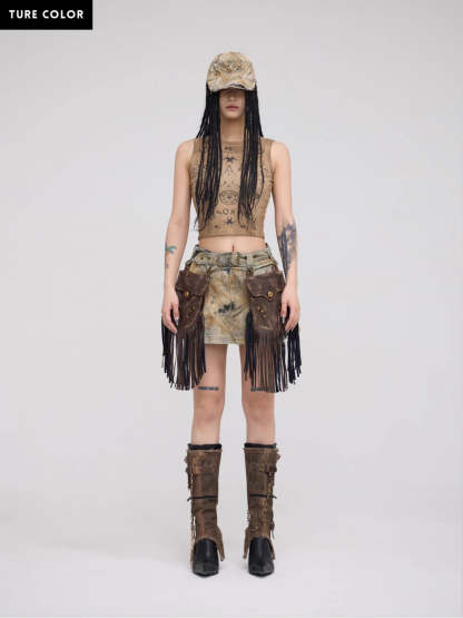 Personsoul Totem-Inspired Cropped Tank Top-IYAMIUIO