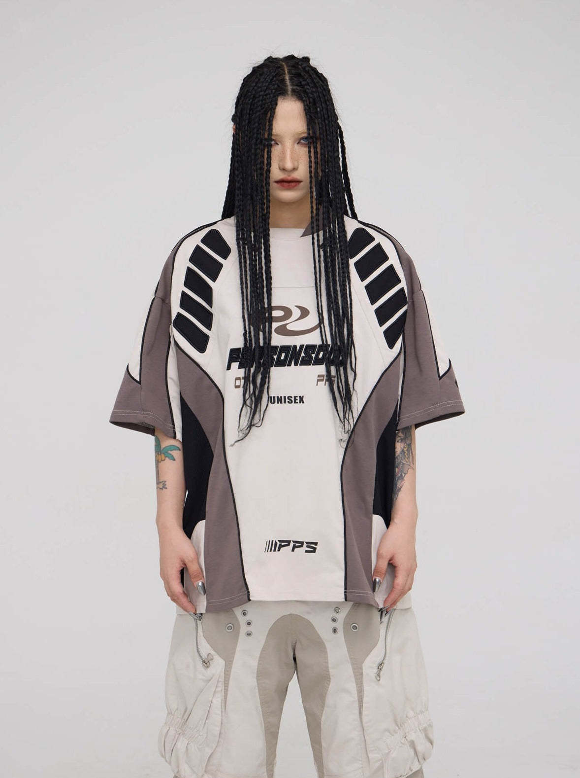 Personsoul Racing Logo Oversized T-Shirt-IYAMIUIO