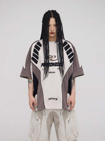 Personsoul Racing Logo Oversized T-Shirt-IYAMIUIO