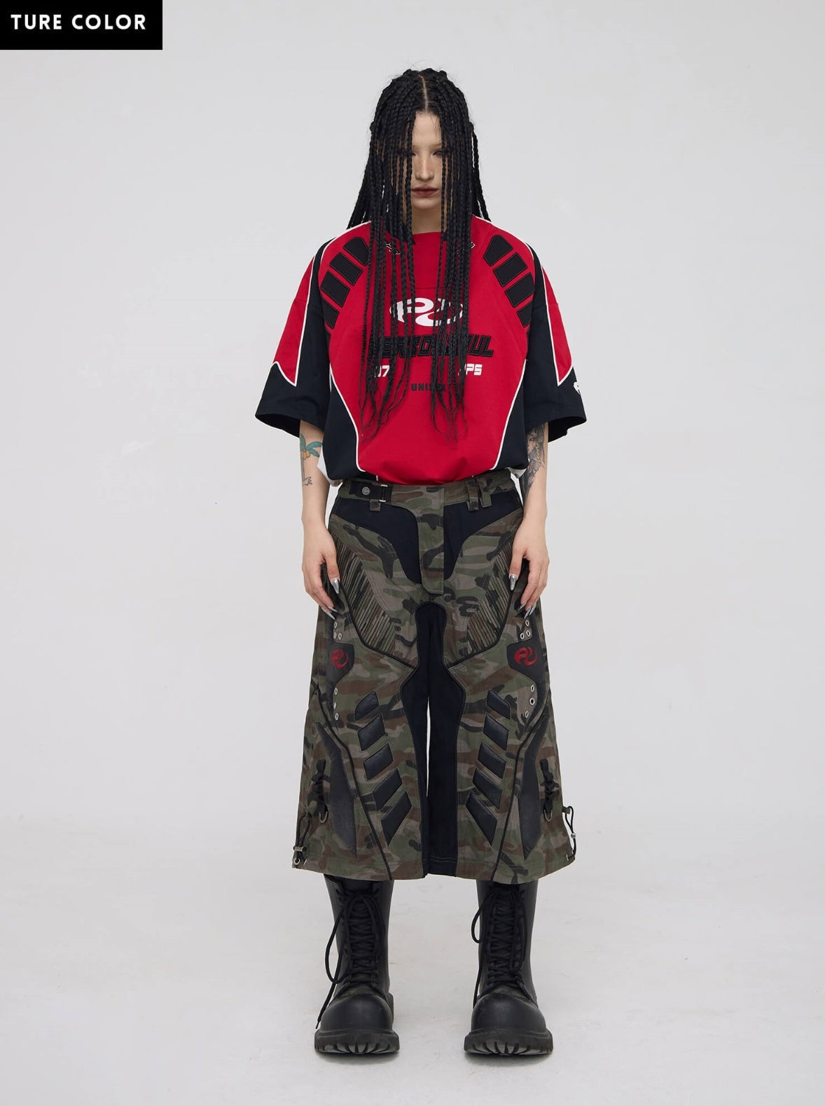 Personsoul Racing Logo Oversized T-Shirt-IYAMIUIO