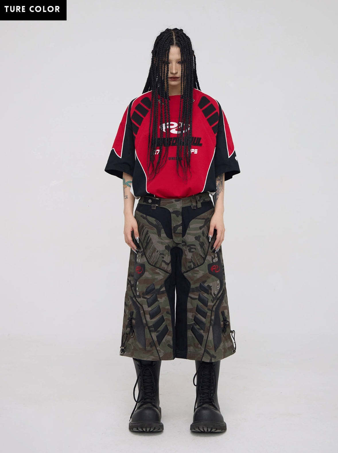 Personsoul Racing Logo Oversized T-Shirt-IYAMIUIO