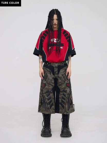 Personsoul Racing Logo Oversized T-Shirt-IYAMIUIO