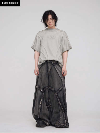 Personsoul Desert Distressed Grey T-shirt-IYAMIUIO