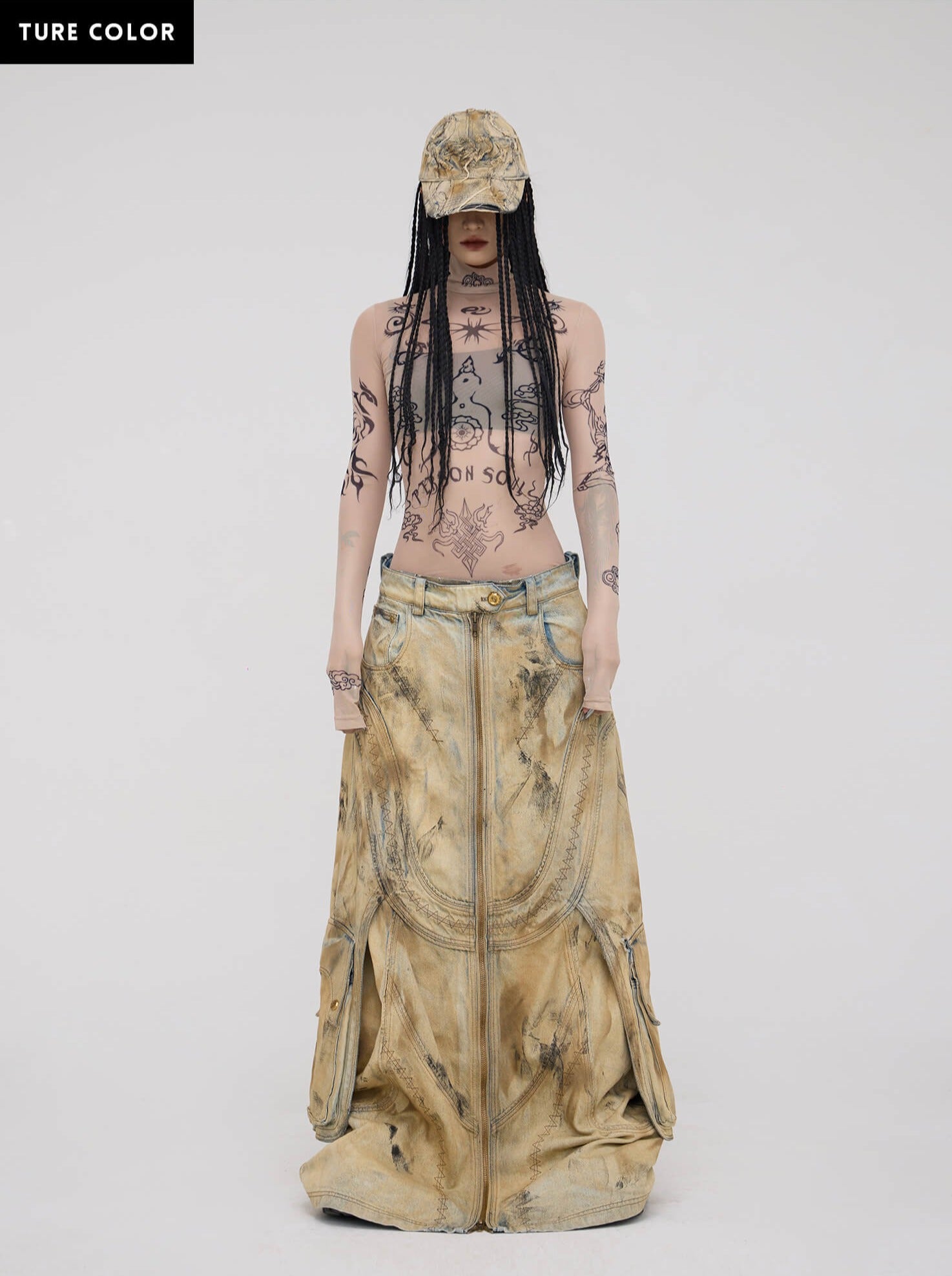 Personsoul Dirty Distressed Apricot Gaucho Pants-IYAMIUIO