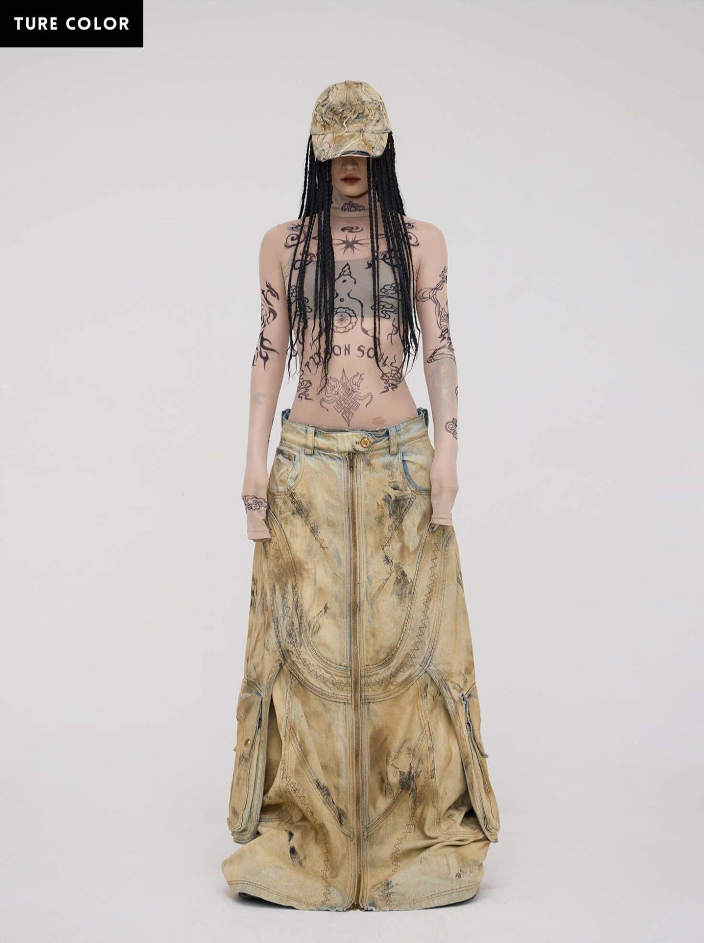 Personsoul Dirty Distressed Apricot Gaucho Pants-IYAMIUIO