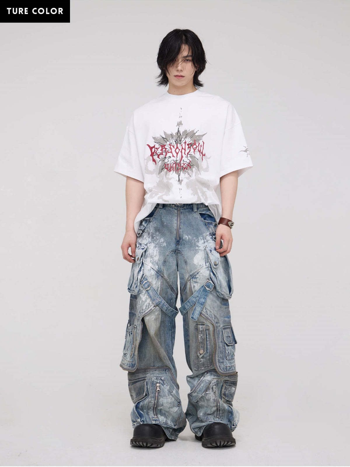 Personsoul Graphic Print Oversized T-Shirt-IYAMIUIO