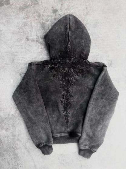 "Half a Million" Embroidered Hoodie (Black)-IYAMIUIO