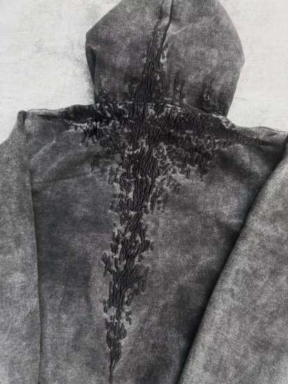 "Half a Million" Embroidered Hoodie (Black)-IYAMIUIO