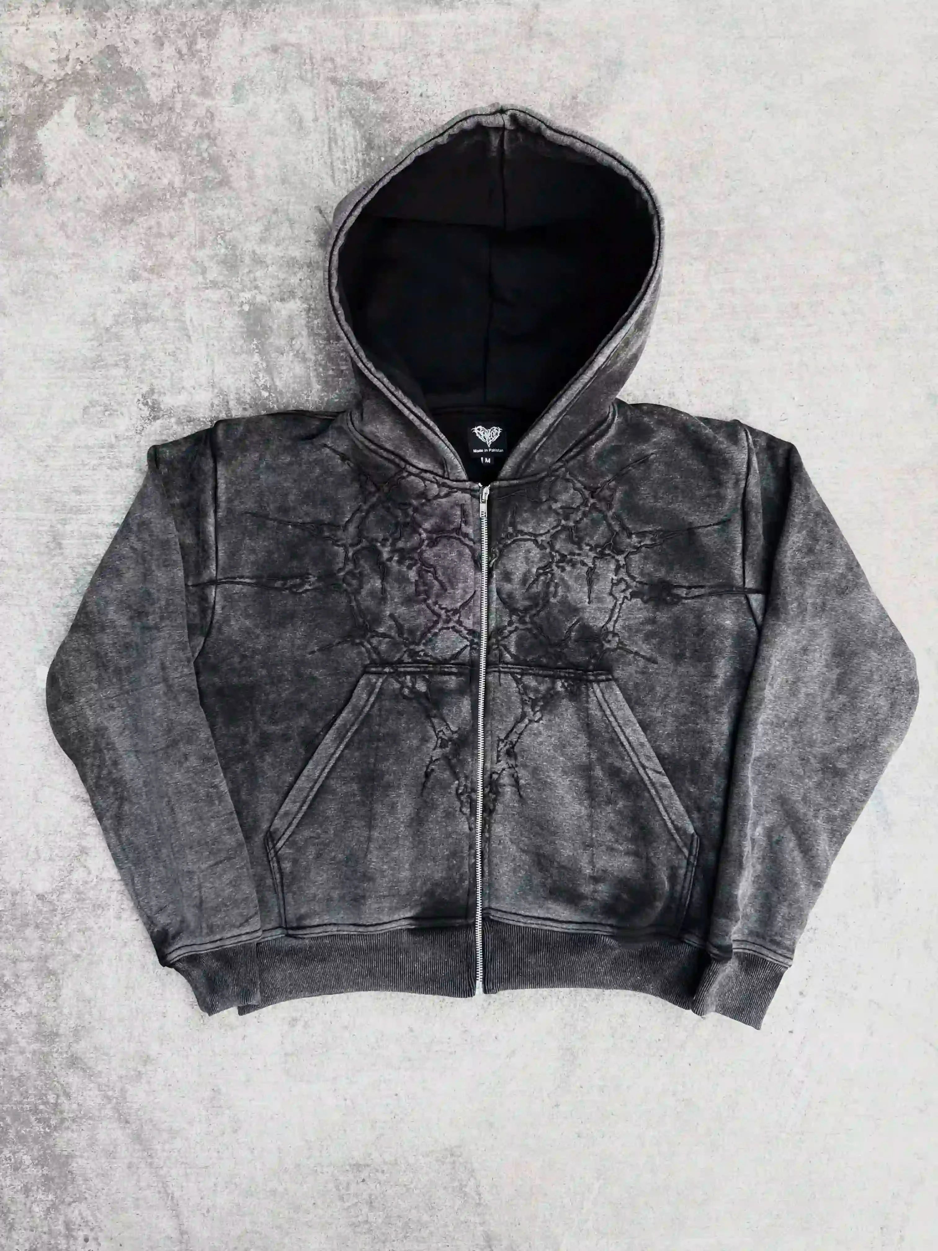 “Half a Million” Embroidery Zip-Up (Black)-IYAMIUIO