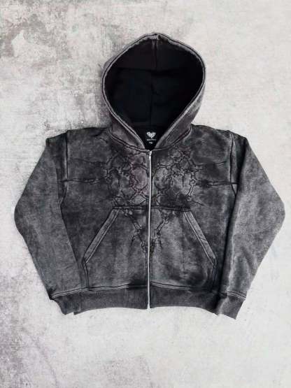 “Half a Million” Embroidery Zip-Up (Black)-IYAMIUIO