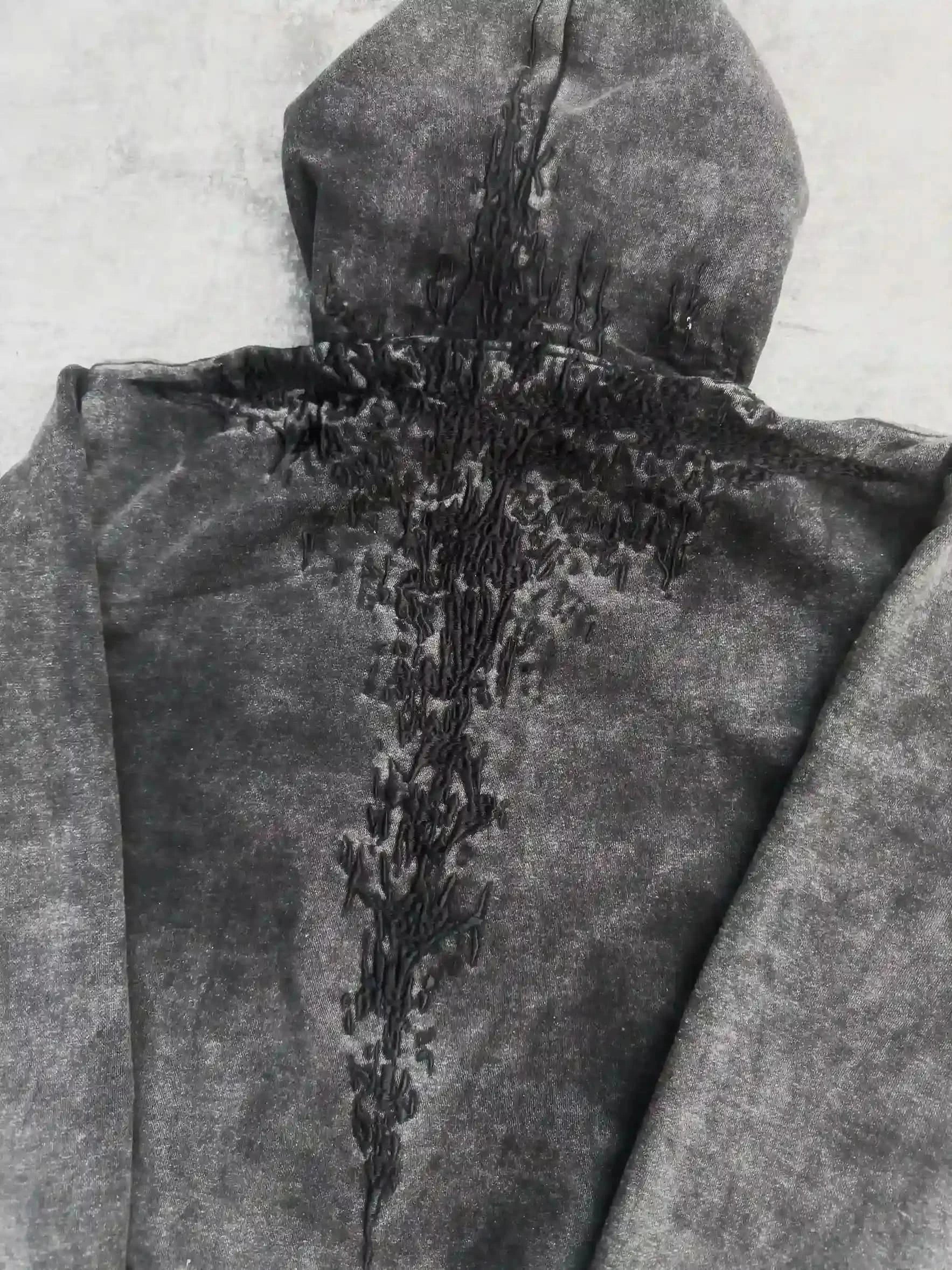 “Half a Million” Embroidery Zip-Up (Black)-IYAMIUIO