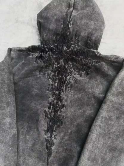 “Half a Million” Embroidery Zip-Up (Black)-IYAMIUIO