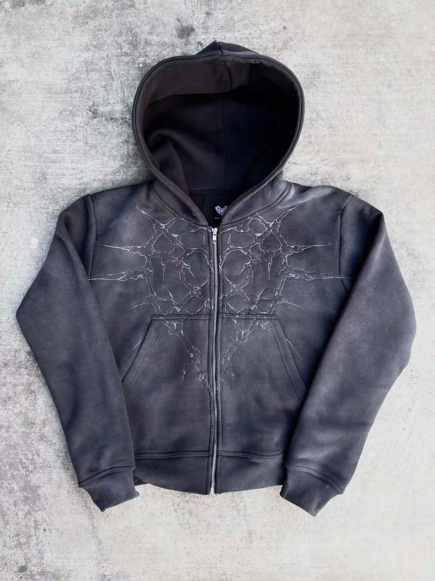 “Half a Million” Embroidery Zip-Up (Grey)-IYAMIUIO