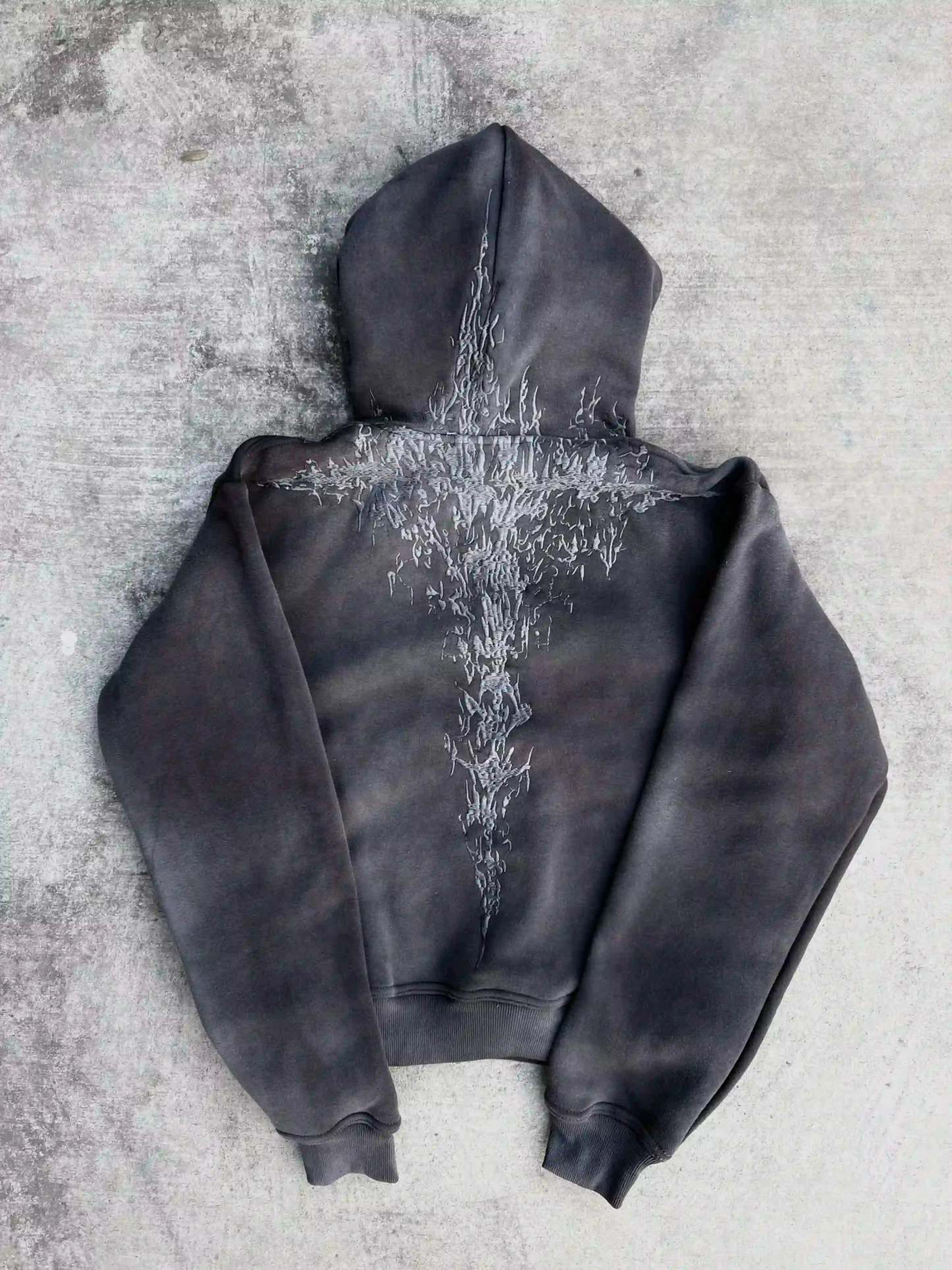 "Half a Million" Embroidered Hoodie (Grey)-IYAMIUIO