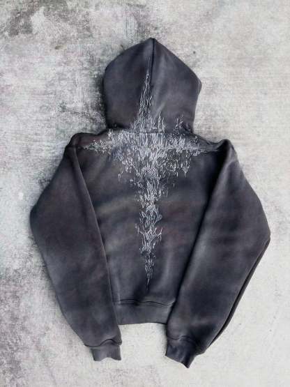 "Half a Million" Embroidered Hoodie (Grey)-IYAMIUIO