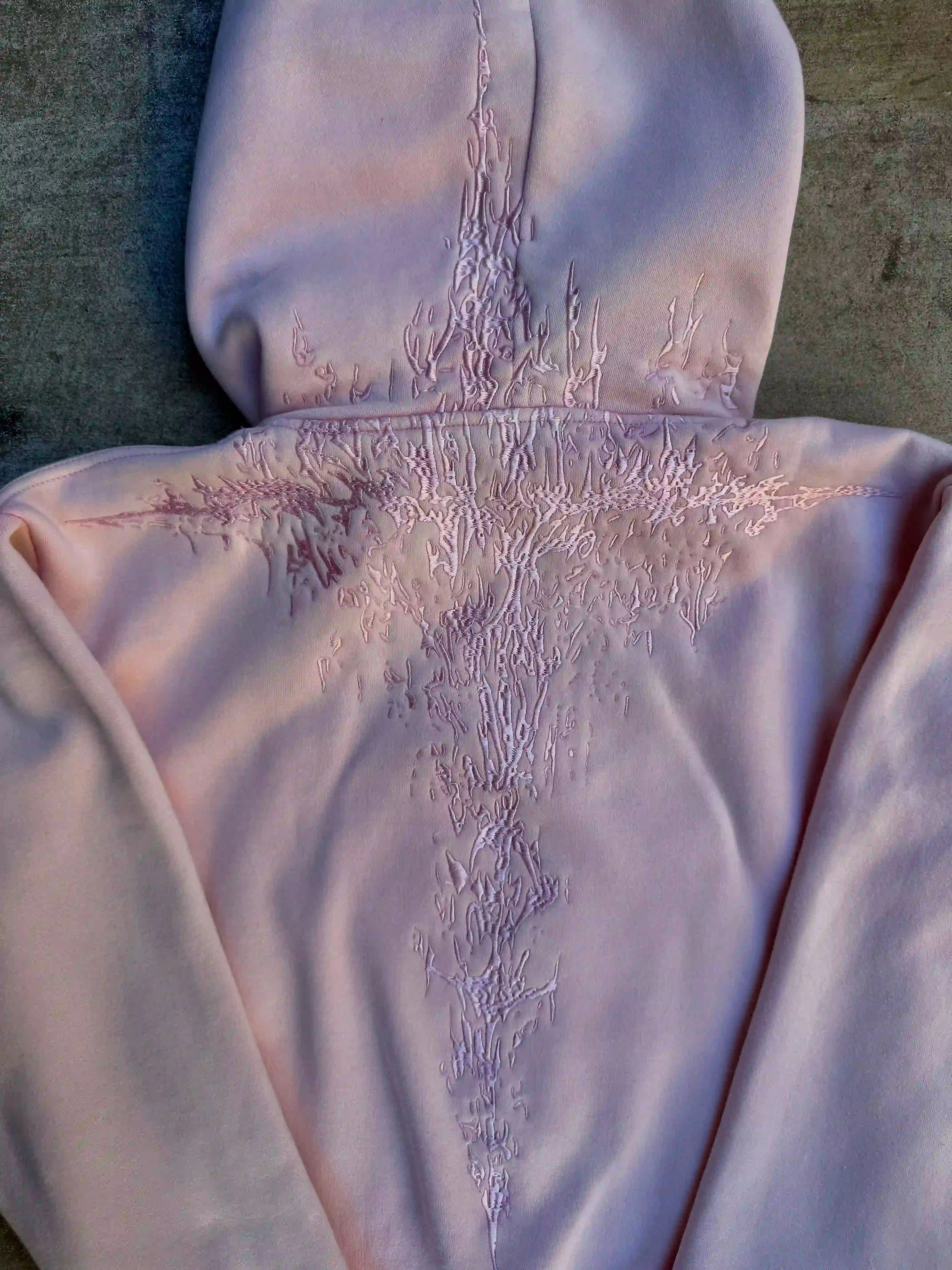 “Half a Million” Embroidery Zip-Up (Light Pink)-IYAMIUIO