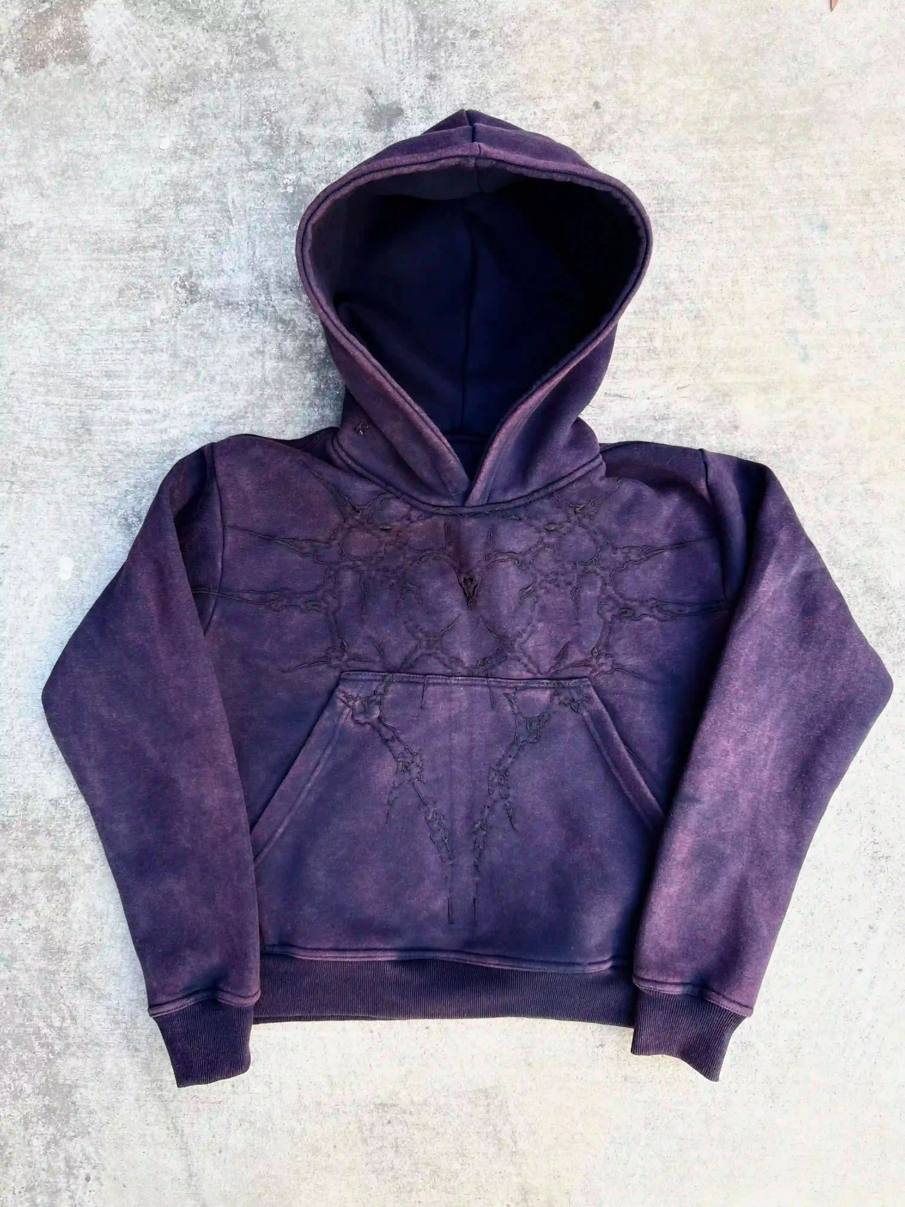 “Half a Million” Embroidered Hoodie (Dark Purple)-IYAMIUIO