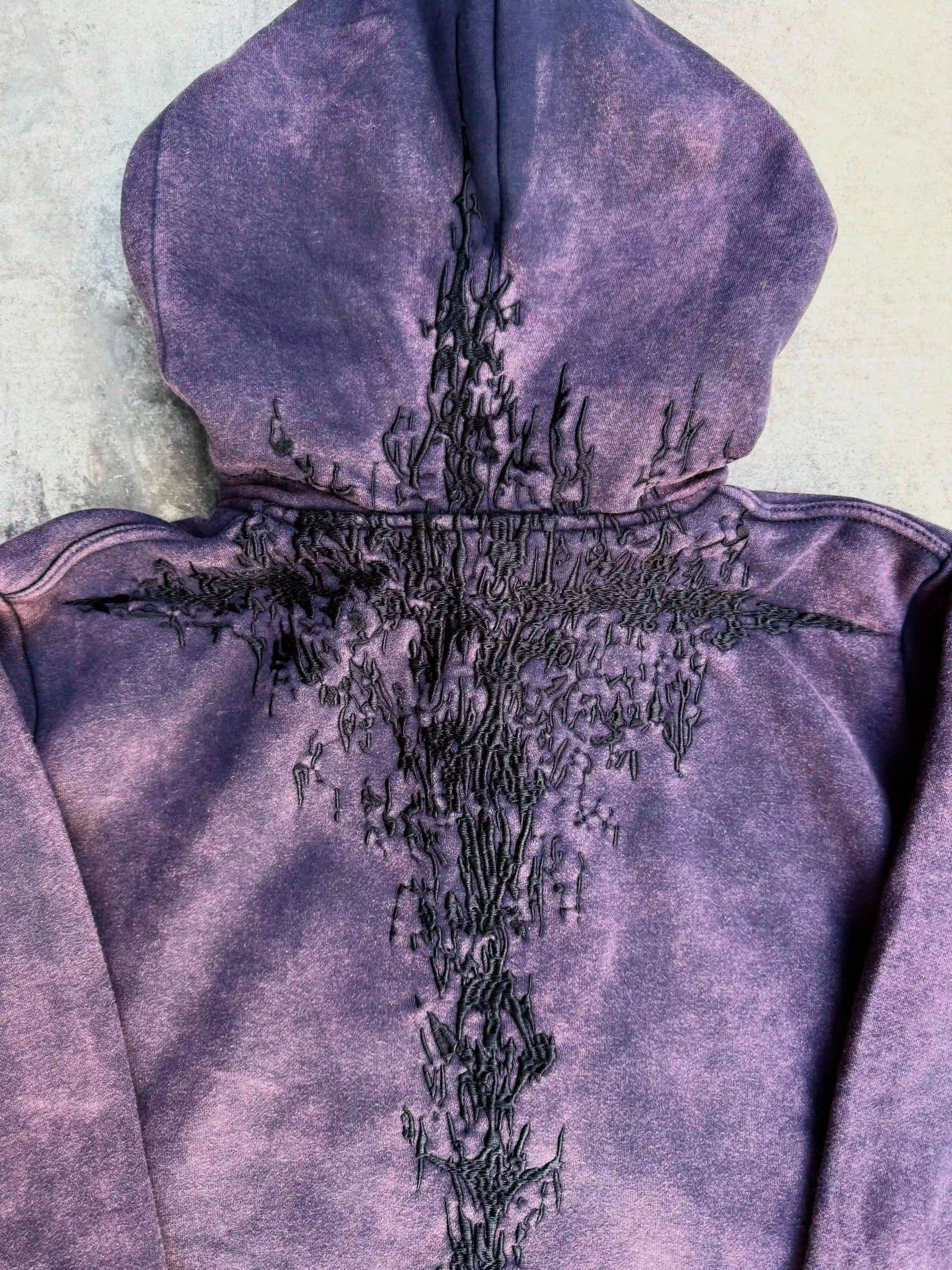 “Half a Million” Embroidery Zip-Up (Purple)-IYAMIUIO