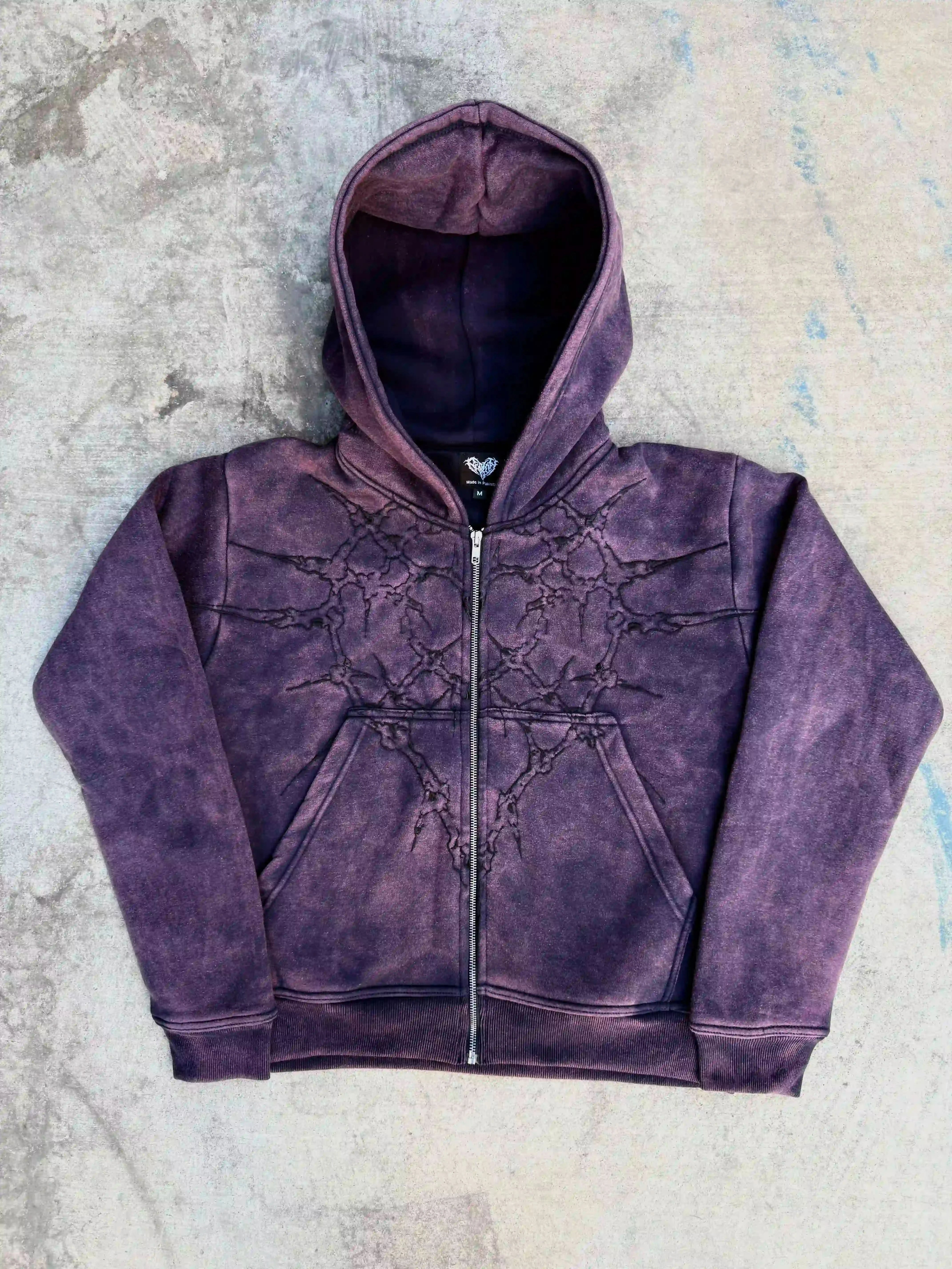 “Half a Million” Embroidery Zip-Up (Purple)-IYAMIUIO