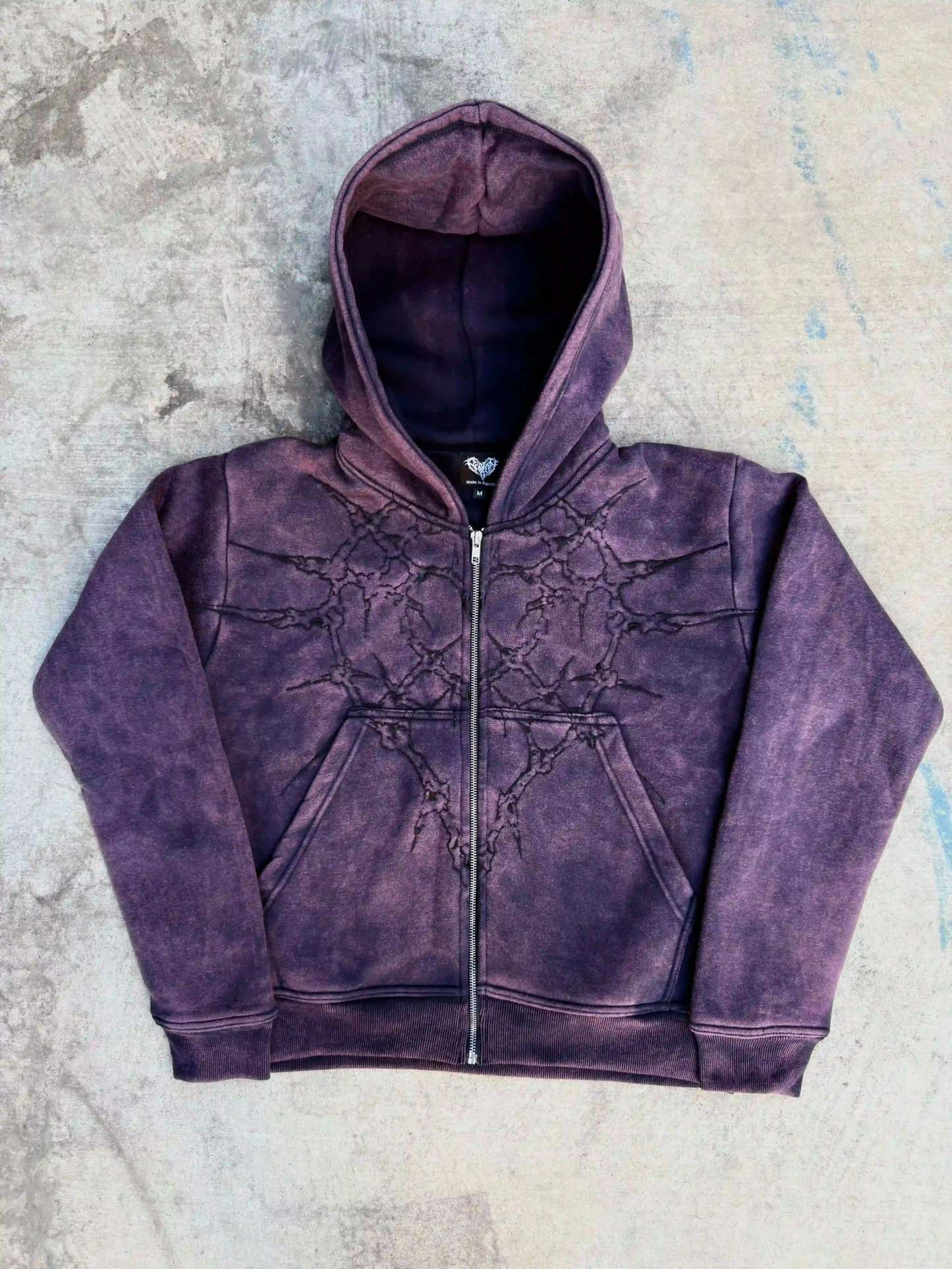 “Half a Million” Embroidery Zip-Up (Purple)-IYAMIUIO