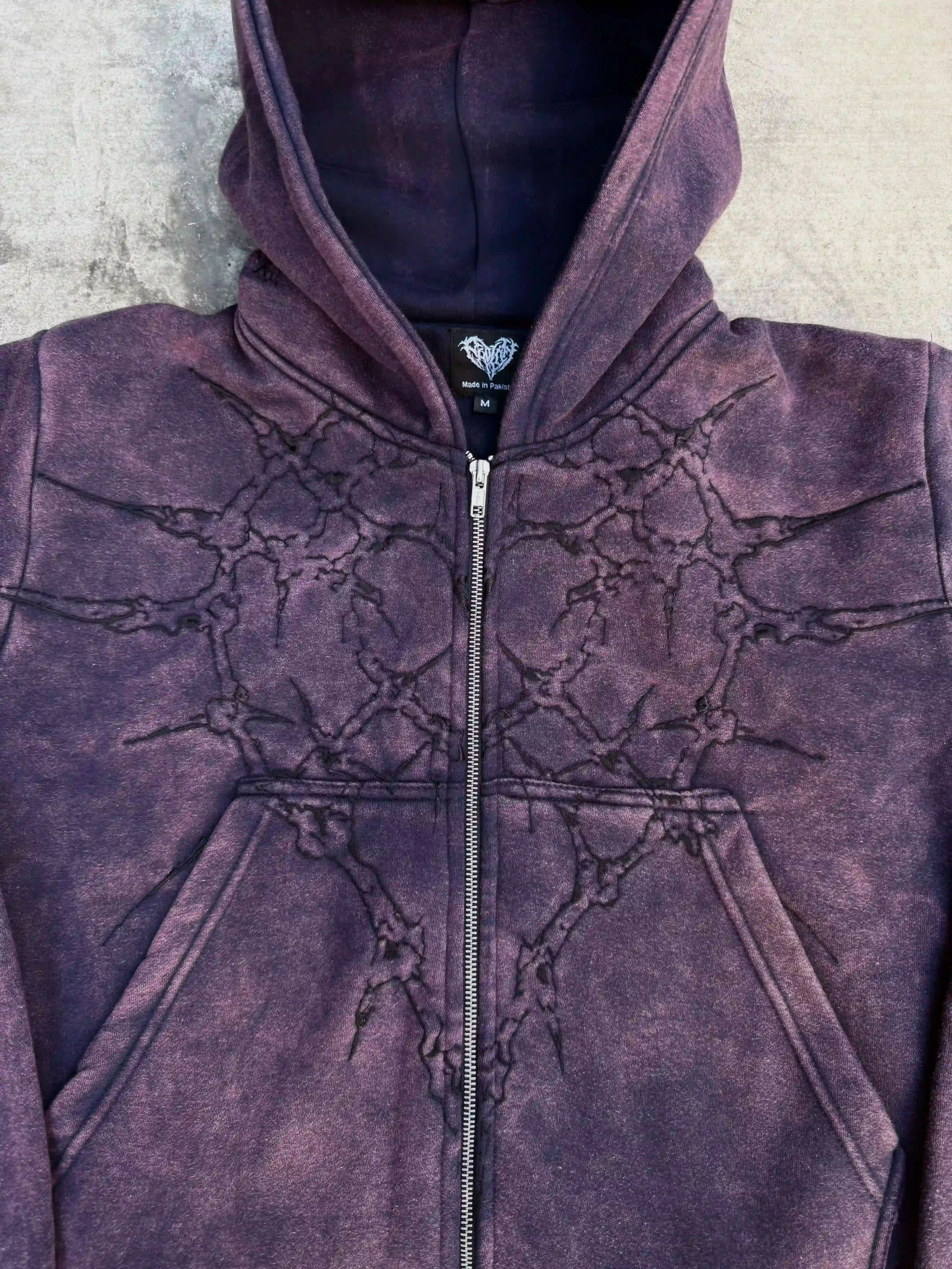 “Half a Million” Embroidery Zip-Up (Purple)-IYAMIUIO