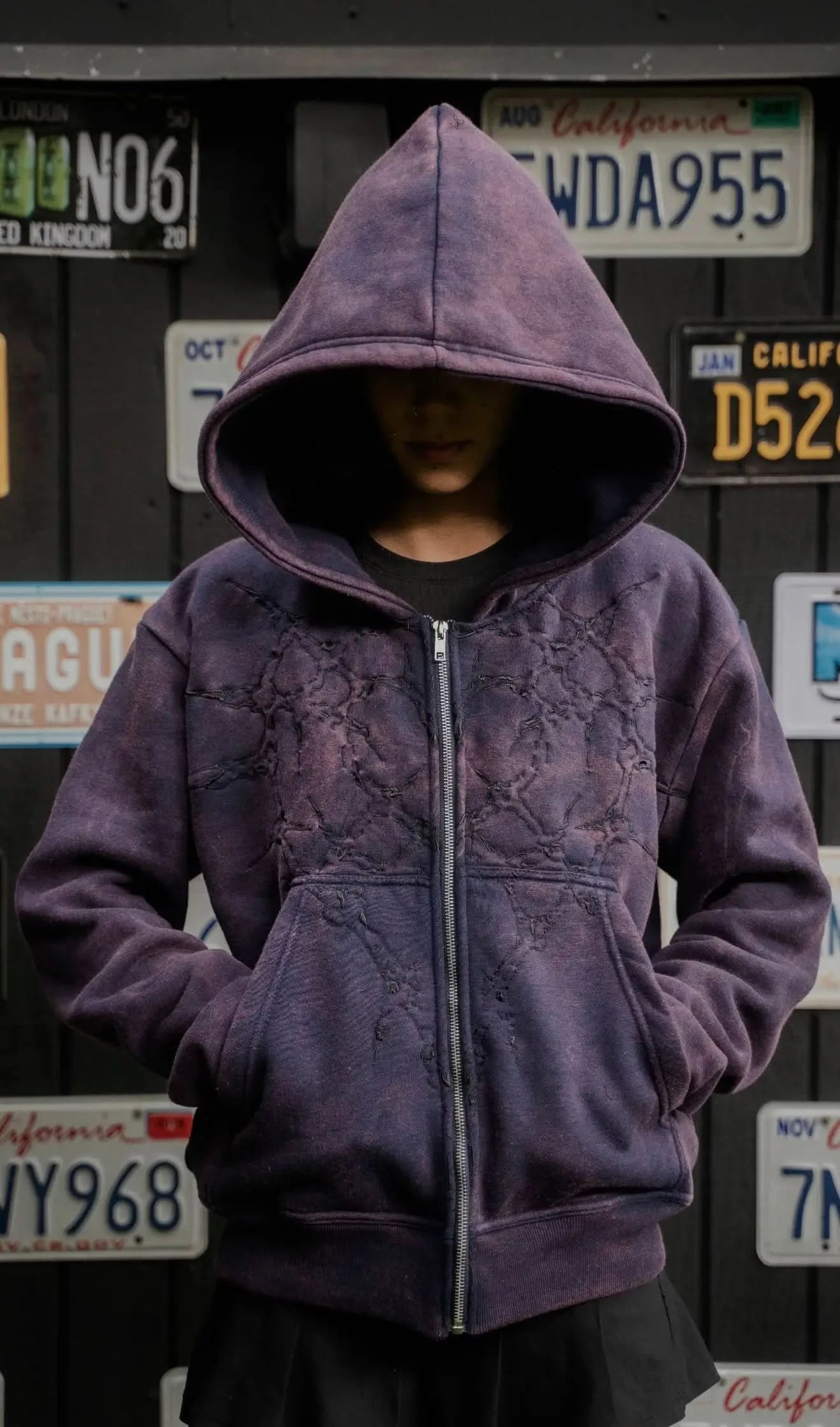 “Half a Million” Embroidery Zip-Up (Purple)-IYAMIUIO