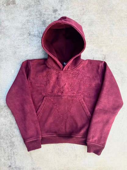"Half a Million" Embroidered Hoodie (Maroon)-IYAMIUIO