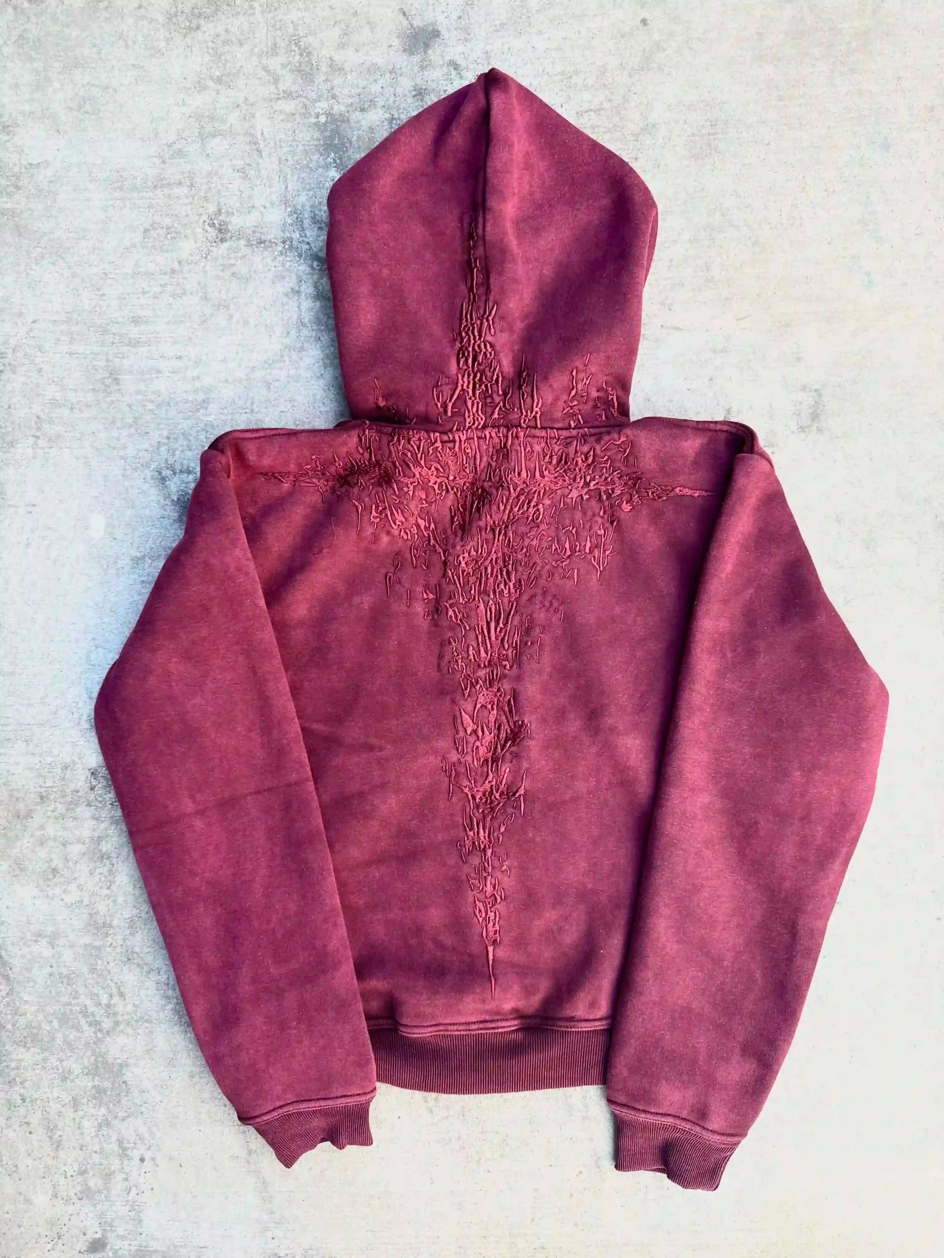 "Half a Million" Embroidered Hoodie (Maroon)-IYAMIUIO