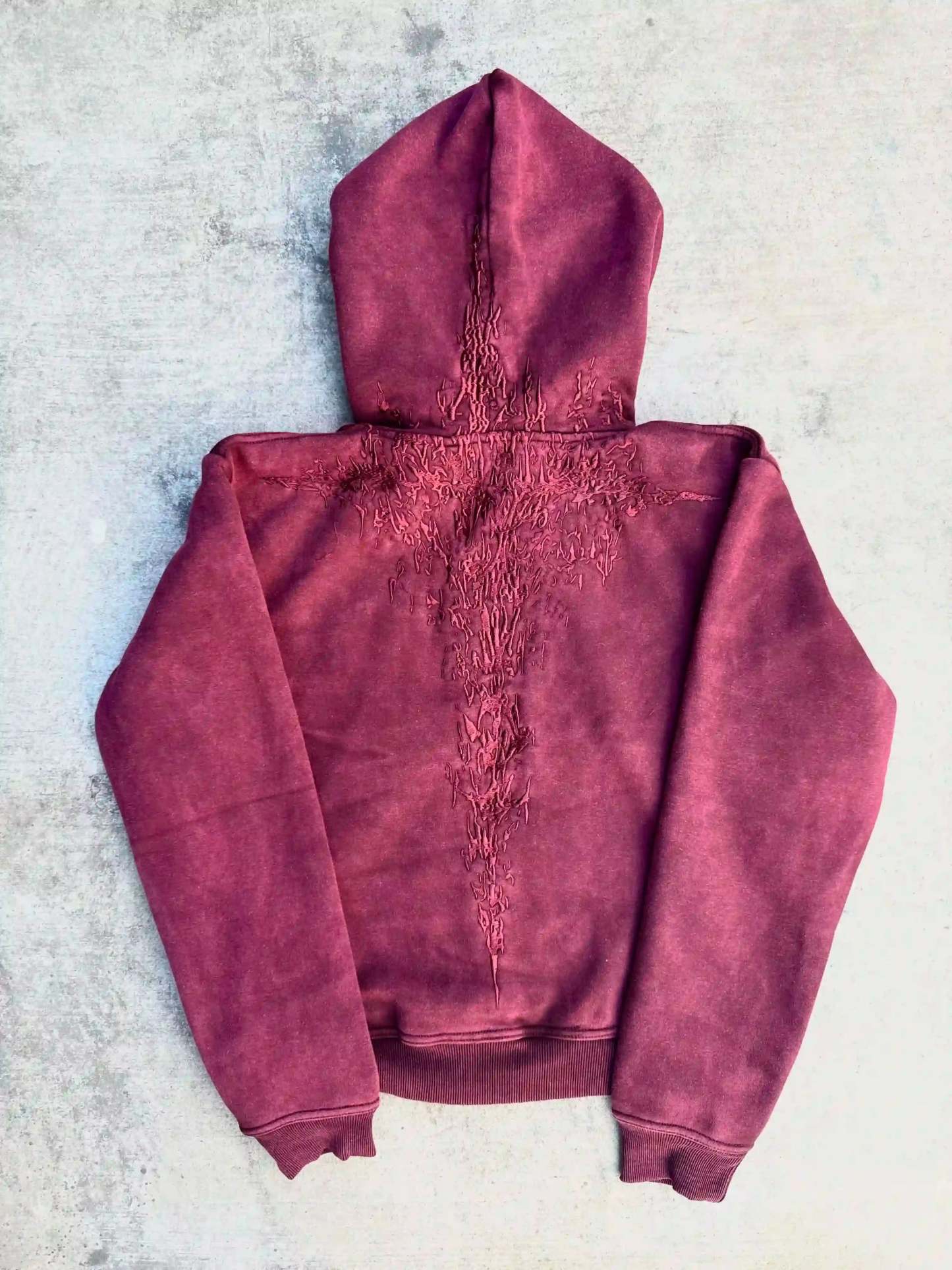 “Half a Million” Embroidery Zip-Up (Maroon)-IYAMIUIO
