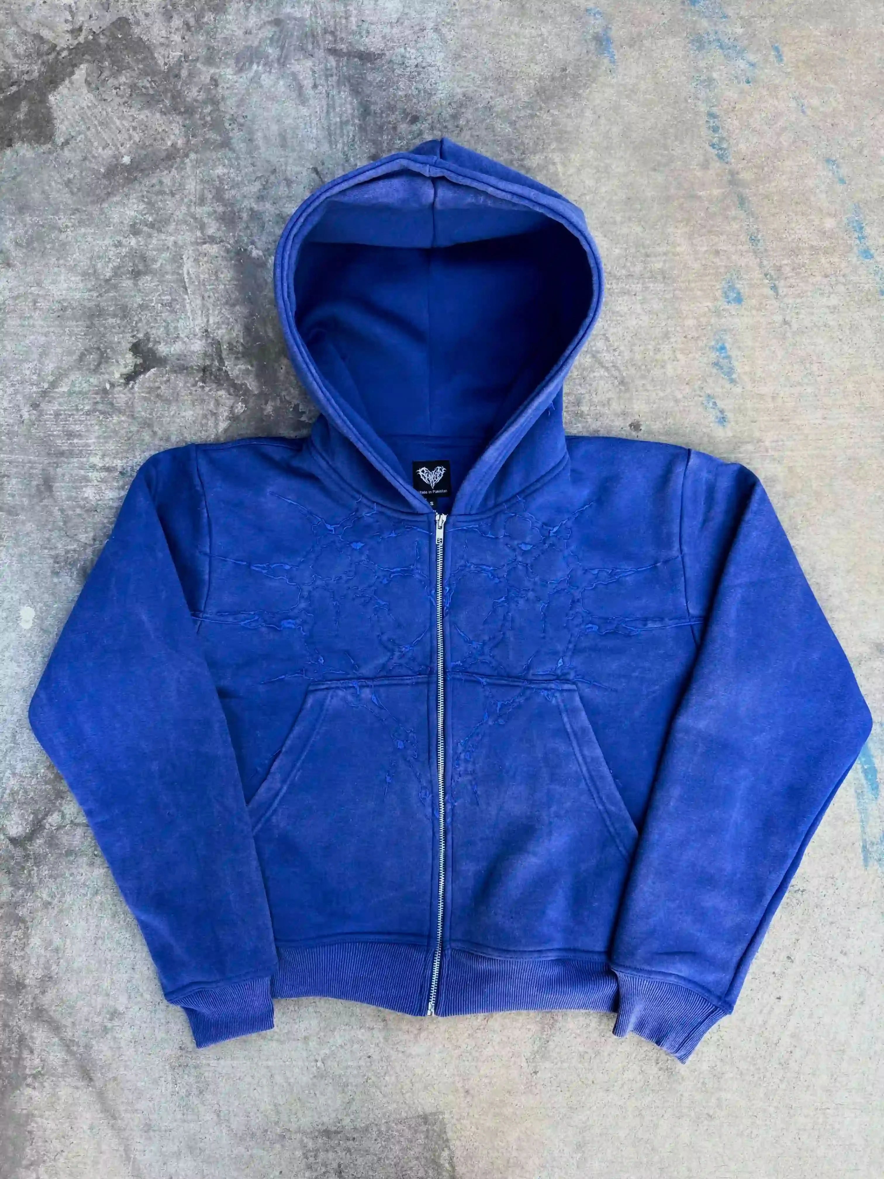 “Half a Million” Embroidery Zip-Up (Royal Blue)-IYAMIUIO