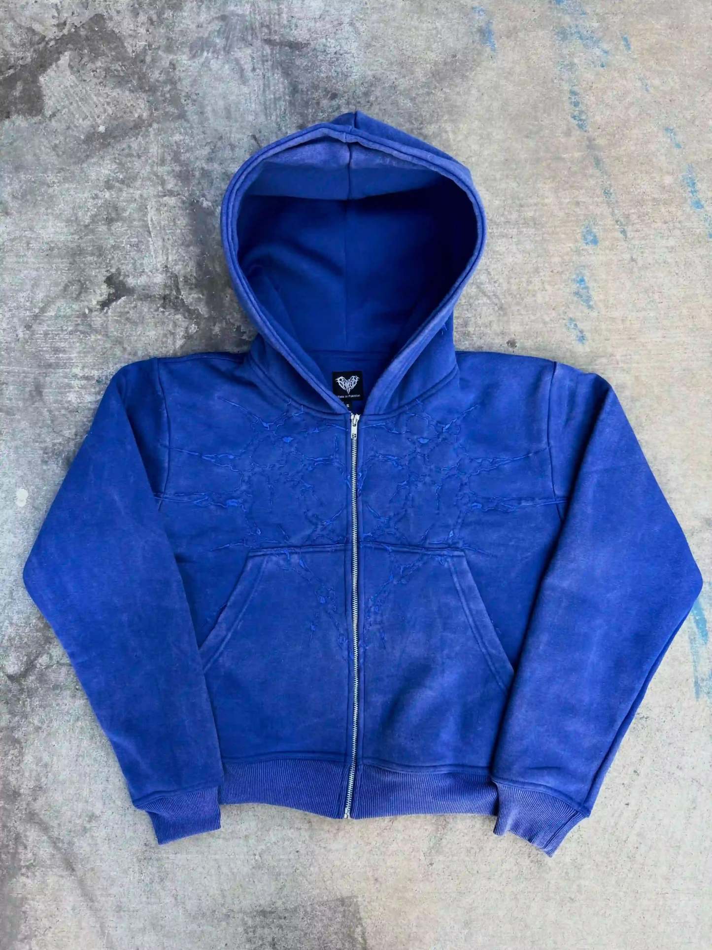 “Half a Million” Embroidery Zip-Up (Royal Blue)-IYAMIUIO