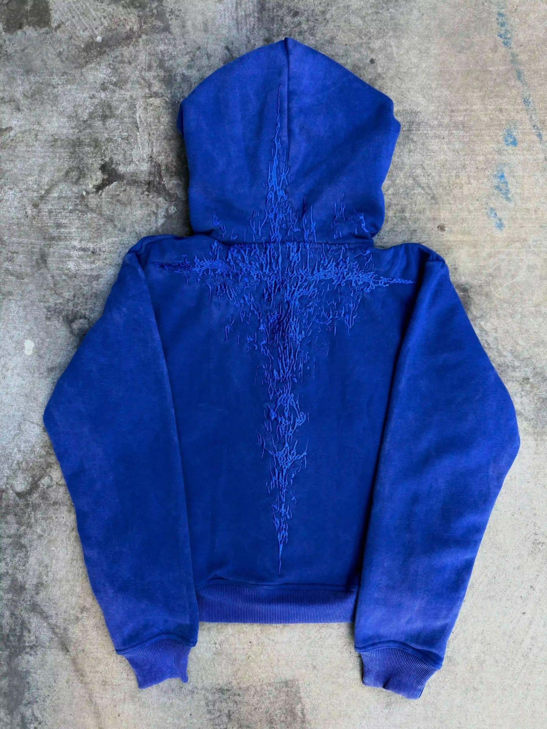“Half a Million” Embroidery Zip-Up (Royal Blue)-IYAMIUIO