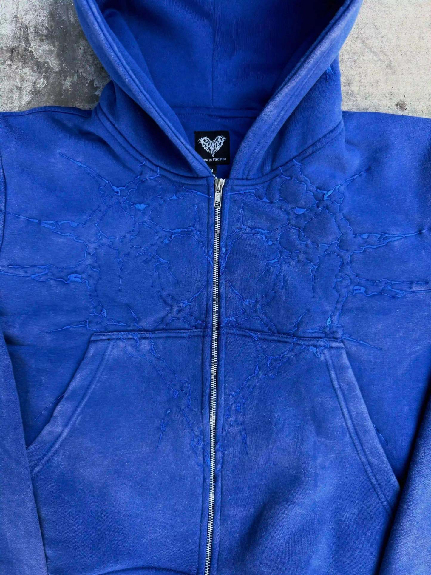 “Half a Million” Embroidery Zip-Up (Royal Blue)-IYAMIUIO