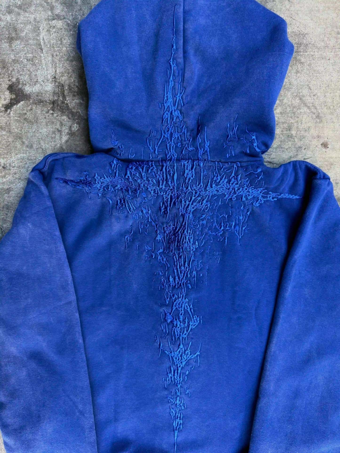 “Half a Million” Embroidery Zip-Up (Royal Blue)-IYAMIUIO
