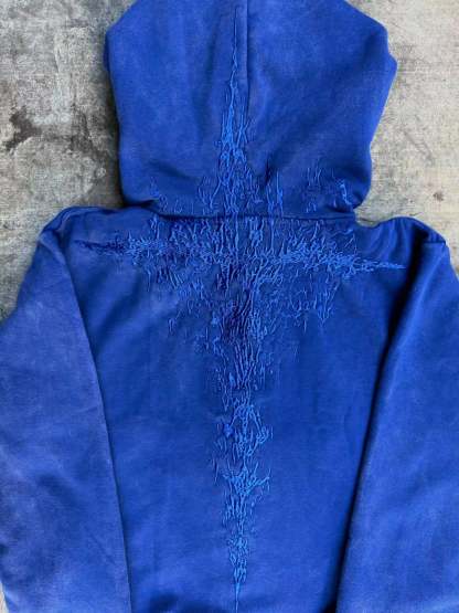 “Half a Million” Embroidery Zip-Up (Royal Blue)-IYAMIUIO