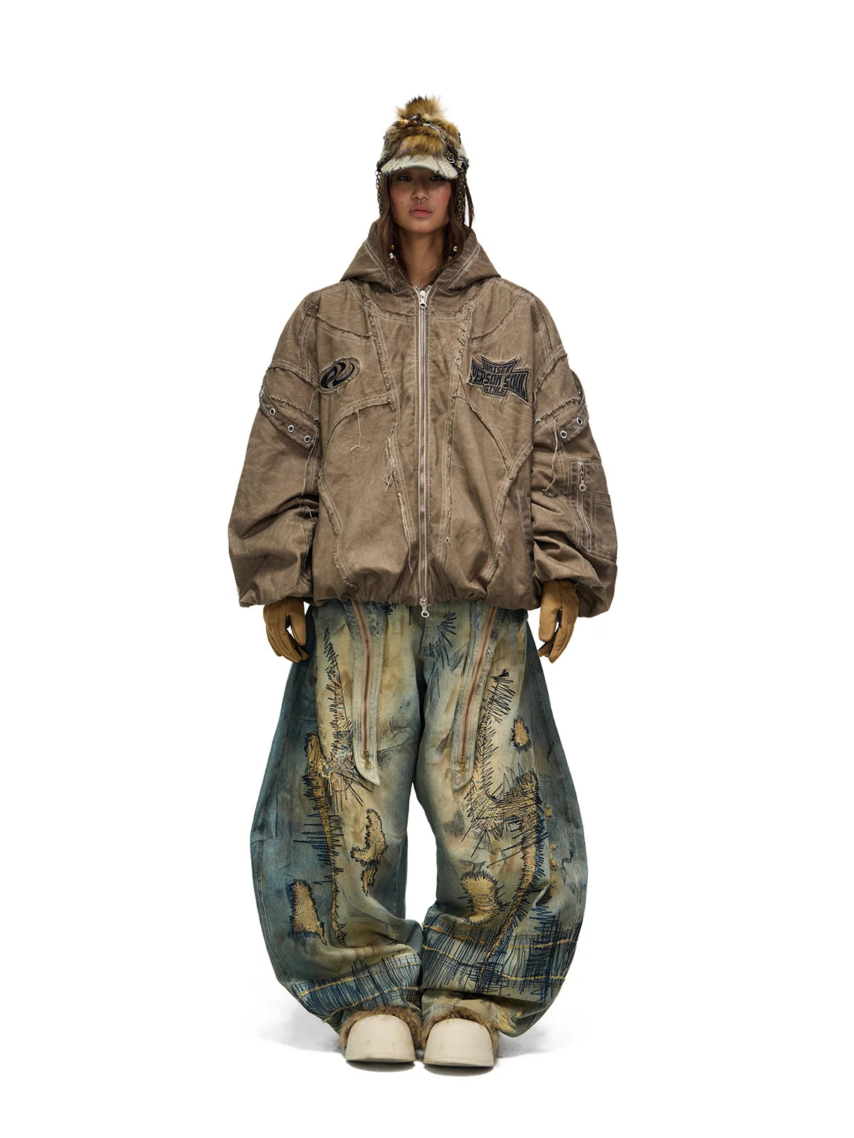 Personsoul Hand Brushed Stain Cotton Jacket-IYAMIUIO