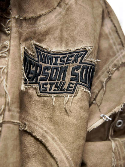 Personsoul Hand Brushed Stain Cotton Jacket-IYAMIUIO