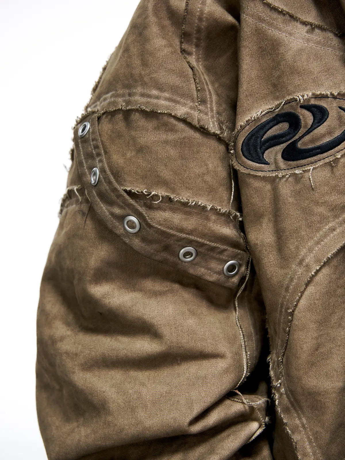 Personsoul Hand Brushed Stain Cotton Jacket-IYAMIUIO