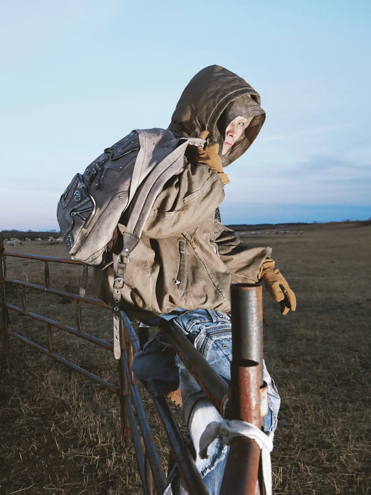 Personsoul Hand Brushed Stain Cotton Jacket-IYAMIUIO