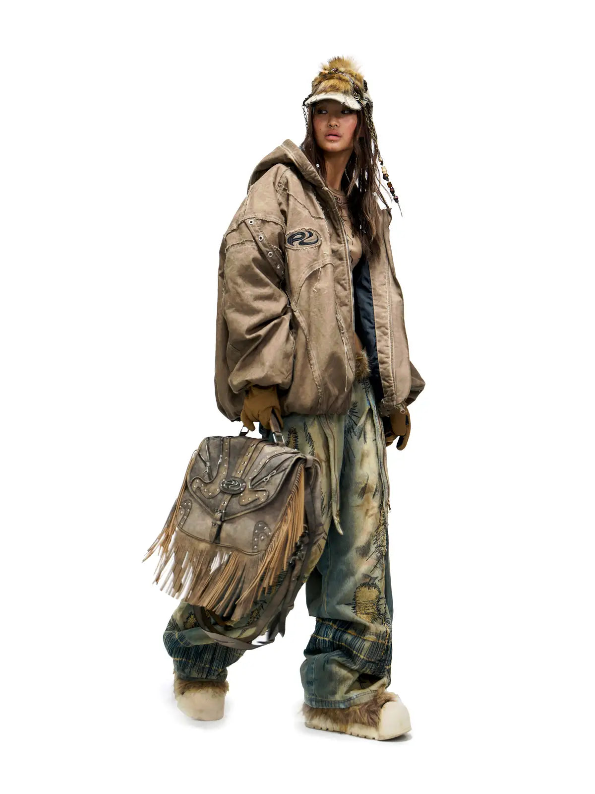 Personsoul Hand Brushed Stain Cotton Jacket-IYAMIUIO