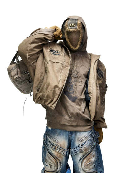 Personsoul Hand Brushed Stain Cotton Jacket-IYAMIUIO