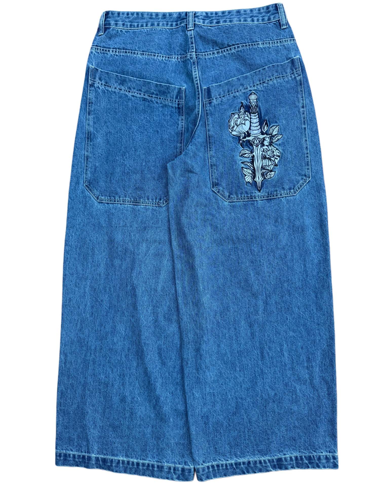 Blue Wide Leg GLOE Dagger Jeans-IYAMIUIO