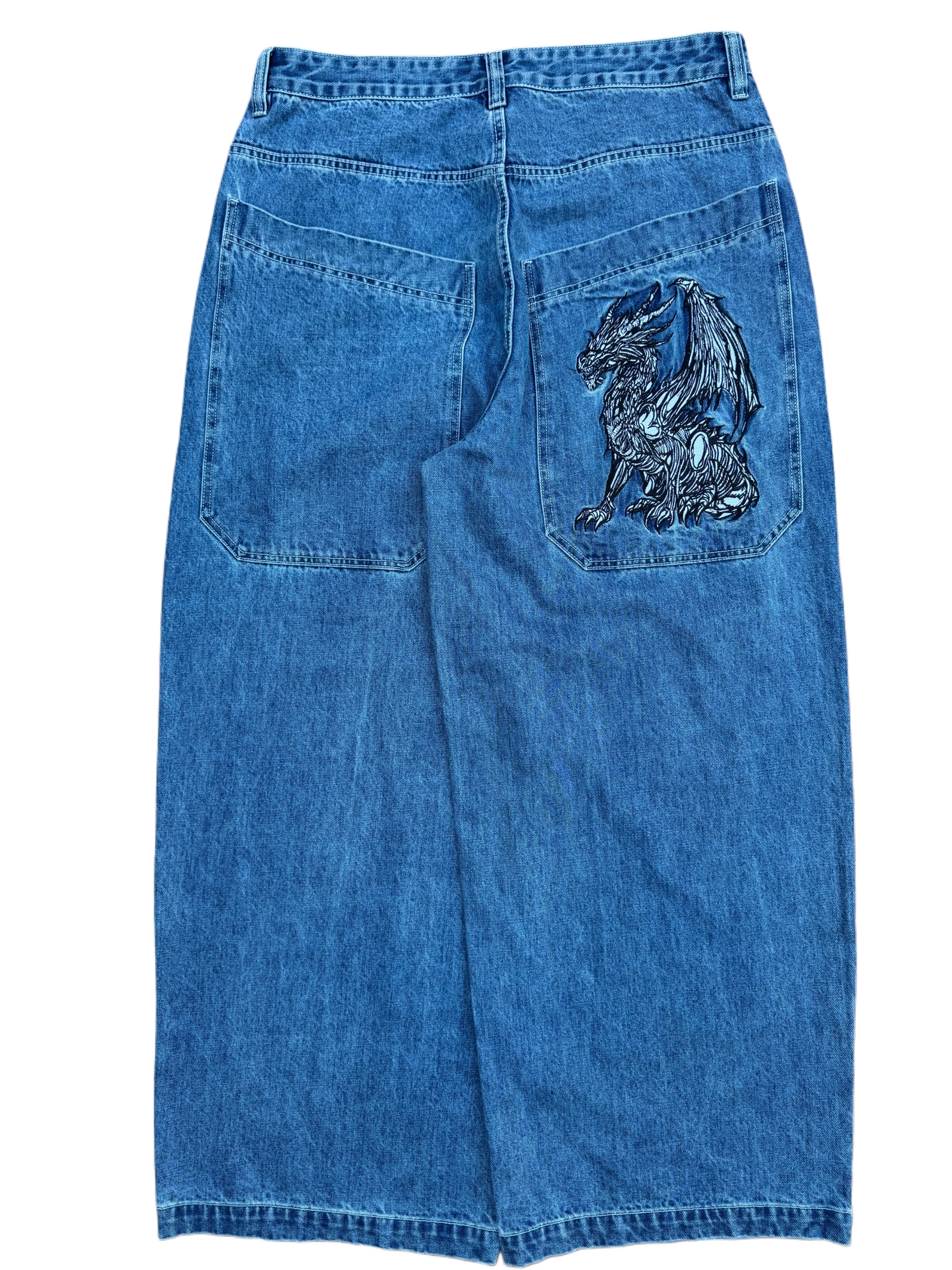 Blue Wide Leg GLOE Dragon Jeans V2-IYAMIUIO